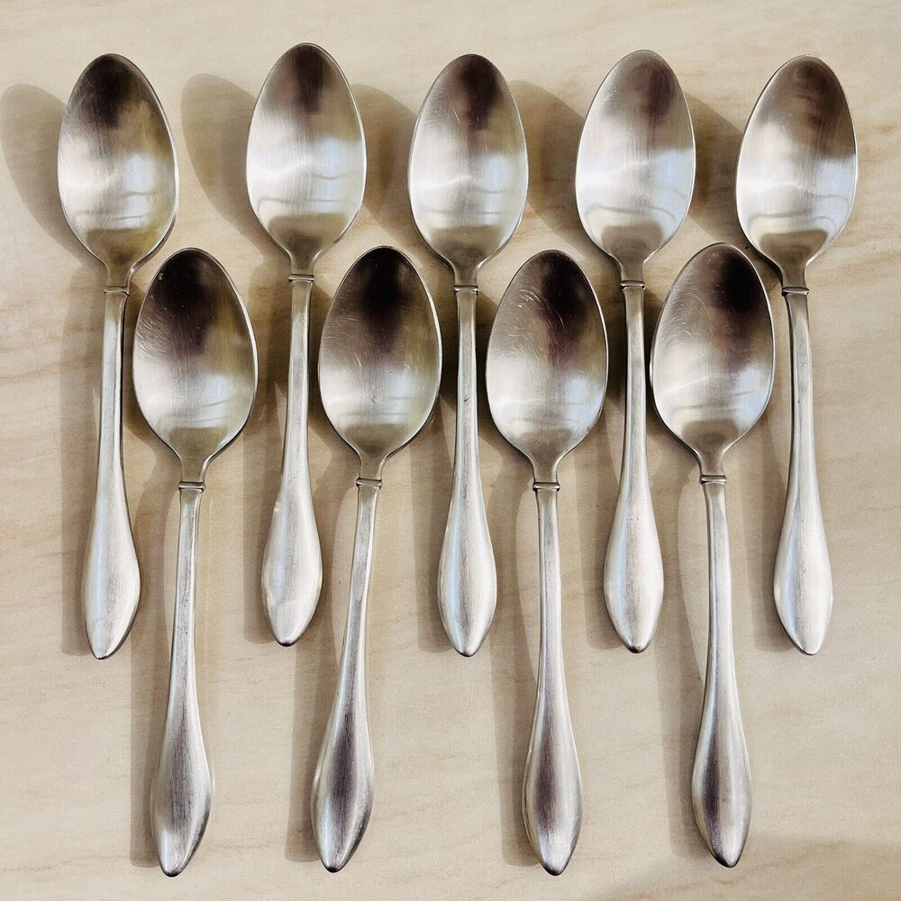 9pc ONEIDA Jackson Teaspoon 6 3/8 in Stainless 18/10 Plain Satin Frost Flatware